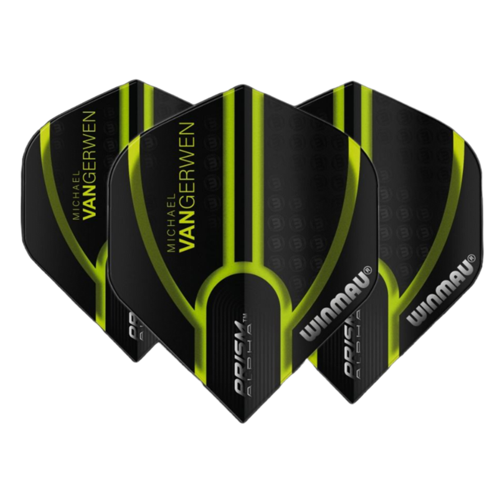 Winmau Prism Alpha MvG Black & Green Darts Flights