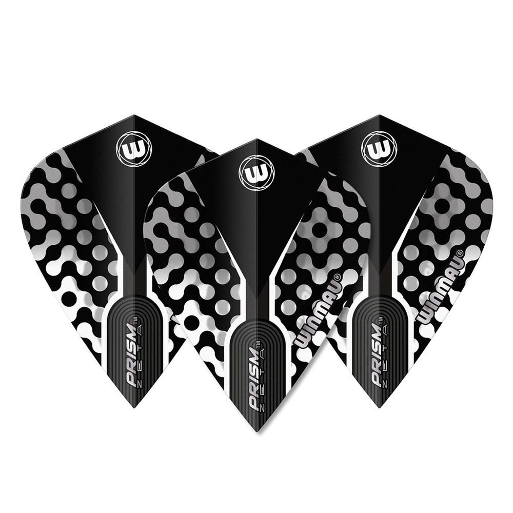 Winmau Prism Zeta Black, White & Grey Kite Dart Flights